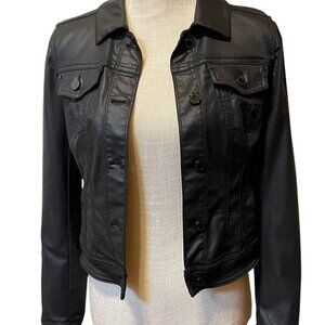 White House Black Market Moto Jacket Faux Leather Short Size 2 Black